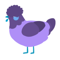 A lilac and overcast chicken with a head pattern