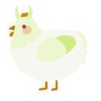A white and apple chicken with a head pattern