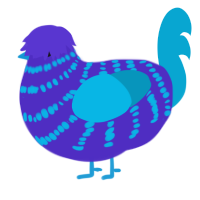 A indigo and cerulean chicken with a bar pattern
