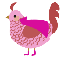 Warm and Loved, a pink and red chicken with a lace pattern