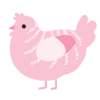 A rose chicken with a half-bar pattern