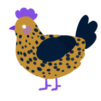 A gold and tumblr chicken with a speckle pattern