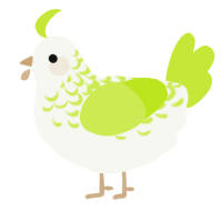 A white and lime chicken with a half-lace pattern