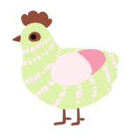 Ham, a apple and rose chicken with a bar pattern