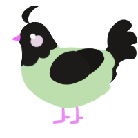 A gluppy and sable chicken with a head pattern