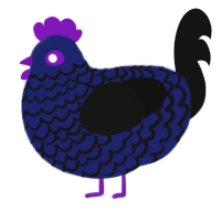 A navy and black chicken with a lace pattern