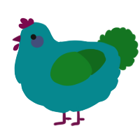 A teal and leaf chicken