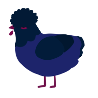 A navy and tumblr chicken with a head pattern