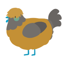A gold and grey chicken with a head pattern