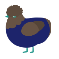 A navy and bark chicken with a head pattern
