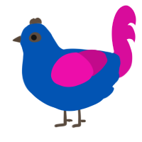 Tv Girl, a ultramarine and fuchsia chicken