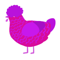 A fuchsia and amethyst chicken with a lace pattern