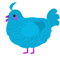 A cerulean chicken with a lace pattern