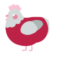 A crimson and silver chicken with a head pattern