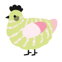 A lemon and rose chicken with a bar pattern