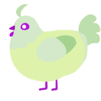 A apple and gluppy chicken with a head pattern