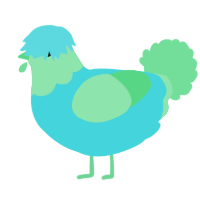 A aqua and spring chicken with a head pattern