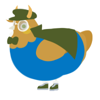 A sapphire and gold chicken with a head pattern