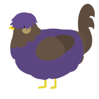 A overcast and bark chicken with a head pattern