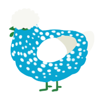 A cerulean and white chicken with a speckle pattern