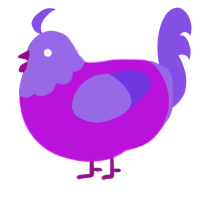 A amethyst and blurple chicken with a head pattern