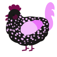 A sable and lavender chicken with a speckle pattern