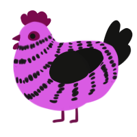 Myspace, a orchid and black chicken with a bar pattern