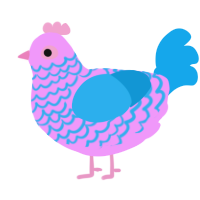 A lavender and sky chicken with a lace pattern