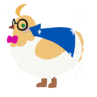 A white and honey chicken with a head pattern