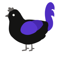 The Paranoid, a black and indigo chicken