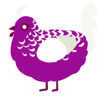 A plum and white chicken with a half-lace pattern