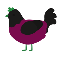 Beast Boy, a wine and sable chicken with a head pattern
