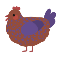 A russet and overcast chicken with a speckle pattern