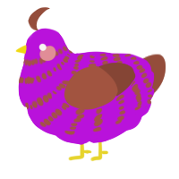 A amethyst and russet chicken with a bar pattern