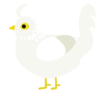 Dove of peace, a white chicken with a neck-speckle pattern