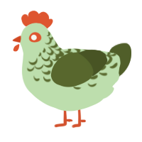 Zombie, a gluppy and olive chicken with a half-lace pattern