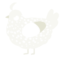 A white chicken with a speckle pattern