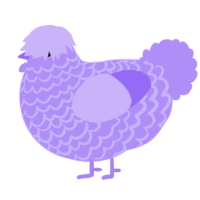 A lilac chicken with a lace pattern