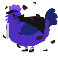A indigo and navy chicken with a neck-band pattern