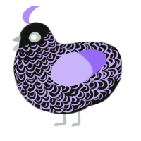 Victorian Funeral, a black and lilac chicken with a double-lace pattern