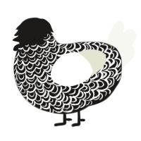 A sable and white chicken with a double-lace pattern