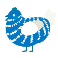 A sapphire and white chicken with a bar pattern