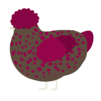 A bark and maroon chicken with a speckle pattern