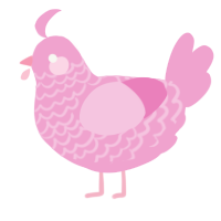 A pink chicken with a lace pattern