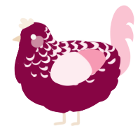 A maroon and rose chicken with a half-lace pattern