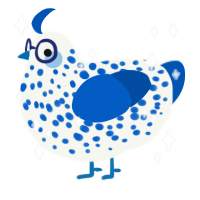 Porcelain, a white and ultramarine chicken with a speckle pattern