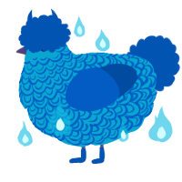 Twitter premium, a cerulean and ultramarine chicken with a double-lace pattern
