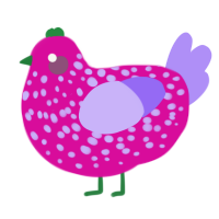 A fuchsia and lilac chicken with a speckle pattern