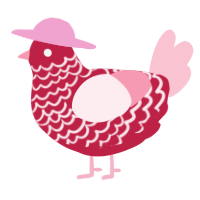 A crimson and rose chicken with a lace pattern