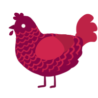 A maroon and crimson chicken with a lace pattern